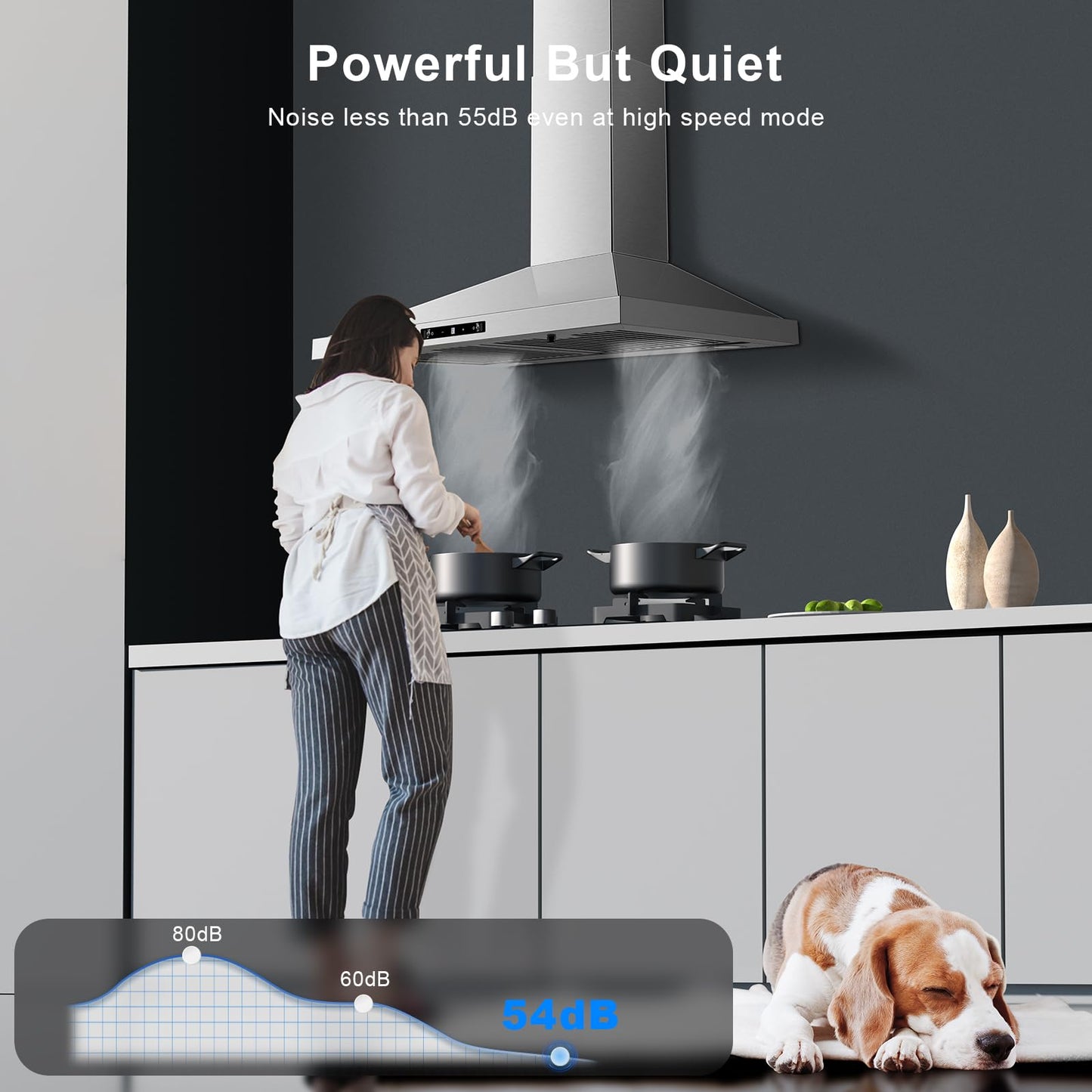 Range Hood 30 inch Stainless Steel, Wall Mount Stove Hood Ducted/Ductless Convertible with 3 Speed Kitchen Vent Hood, Touch Control, Energy-saving LED Lights, 5-Layer Aluminum Filters