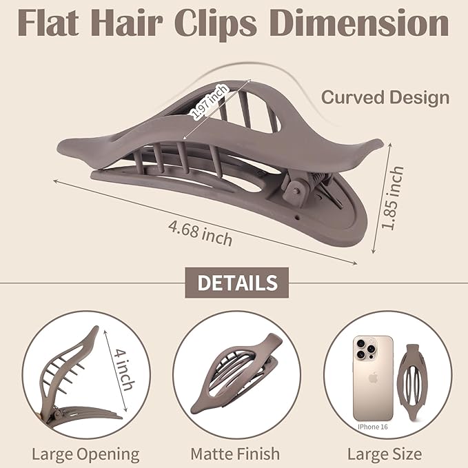 9 Pack Flat Hair Clips for Women, Matte Claw Clips for Thick & Thin Hair, Suitable for Driving (Light Beige,Taupe,BlackÃ¯Â¼Â
