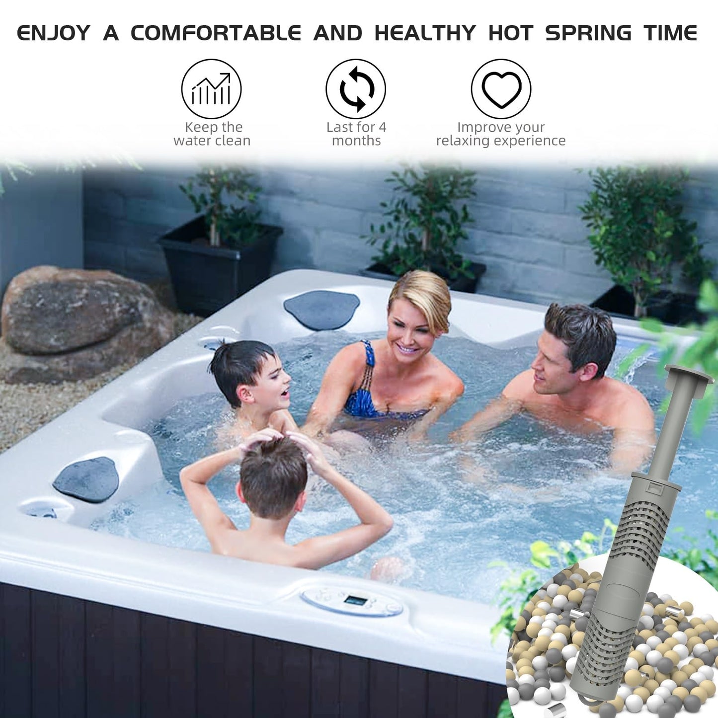 ROYOR Hot Tub Silver Ion Cartridge - Spa Mineral Sticks for Hot Tub, Spa Silver Ion Cartridge, 2 Pack