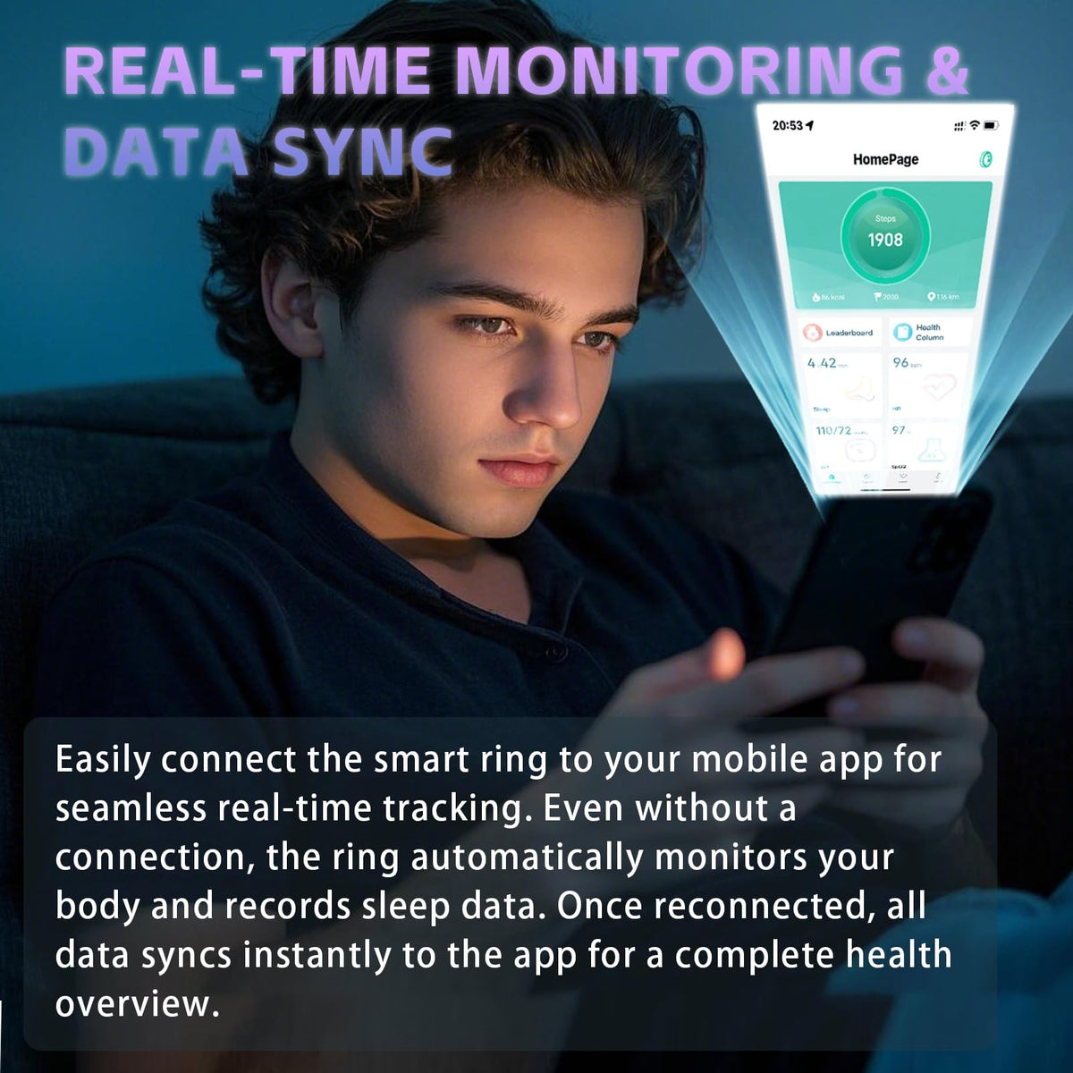Anarow Smart Ring for Men Women – Fitness Tracker Ring with Heart Rate, SpO2, Blood Pressure, Sleep Monitoring, Step & Calorie Counter, No Subscription Fee, iOS & Android Compatible (Black, 9)