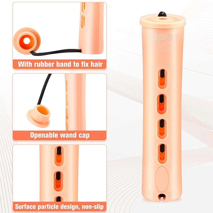 WILLBOND 60 Pcs Perm Rods for Long Hair Plastic Curl Rods Cold Wave Irons Curling Roller for Hair Styling Hairdressing Tools(0.78 Inch,Light Yellow)