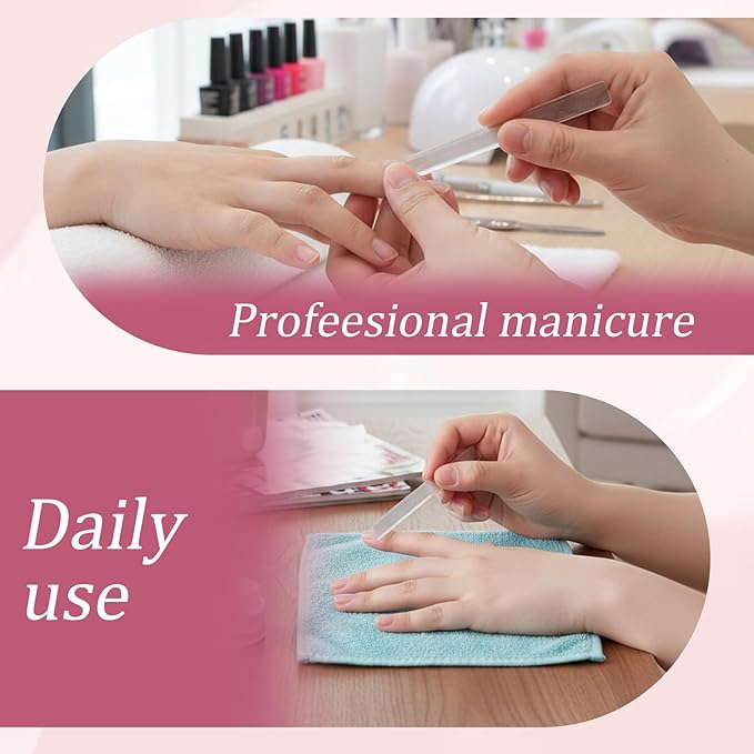 Glass Nail Buffer Nano Glass Nail File 8 PCS Nano Nail Files with Case for Natural Nails Women Shaping Buffing and Polishing