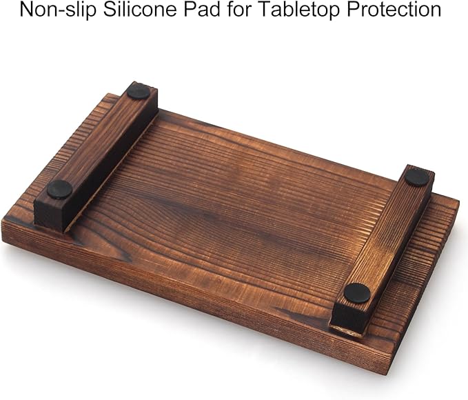 Farmhouse Wooden Bathroom Tray Small Kitchen Countertop Trays Decorative Wood Riser Pedestal Stand Dish Soap Dispenser Holder for Kitchen Counter Bathroom Sink Organizer Accessories Decor Vanity Tray
