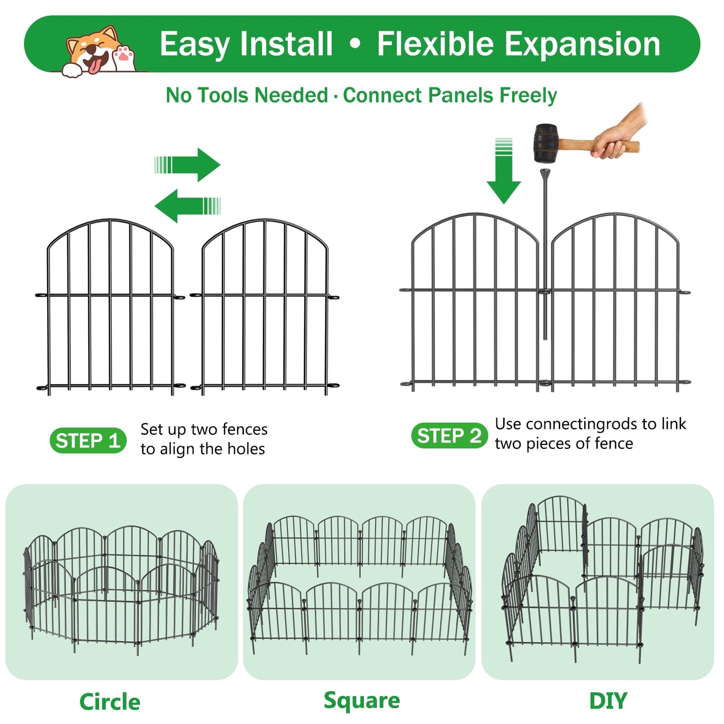 30 Pack Decorative Garden Fence Panels, 17in(H) x 31.5ft(L), Rustproof Metal No Dig Fence, Animal Barrier for Dogs & Rabbits, Anti Digging Fencing for Flower Bed Edging, Yard, Patio & Outdoor