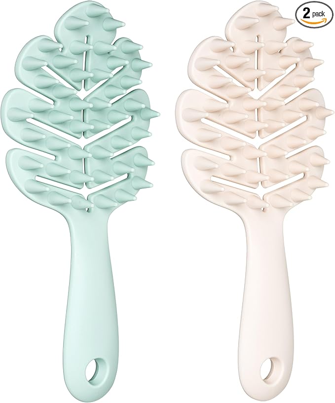 Sylune Scalp Massager Brush 2-Pack Ã¢ÂÂ Leaf-Grip Shampoo Scrubber for Deep Clean & Hair Care, Gentle for All Hair Types