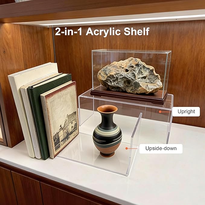 Large Acrylic Risers 4 Pcs - 5mm Thick Clear Display Risers (12.4Ã¢ÂÂ³ x 5Ã¢ÂÂ³ x 5Ã¢ÂÂ³) for Perfume Organizer, Collectibles, Figures, Jewelry & Retail Showcase