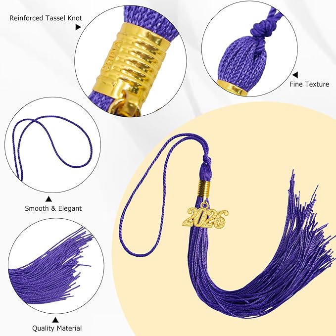GraduationMall Single&Multiple Color Graduation Tassel with 2026 Year Charm 9"