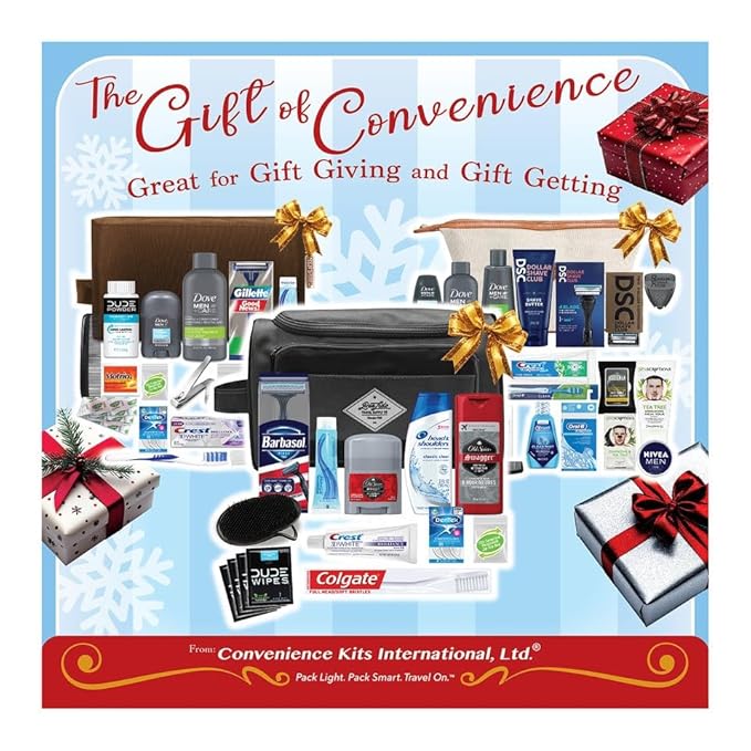 Convenience Kits International Men’s Super Deluxe, 16-Piece Kit with Travel Size TSA Compliant Essentials in Reusable Zippered Toiletry Bag (Pack of 2)