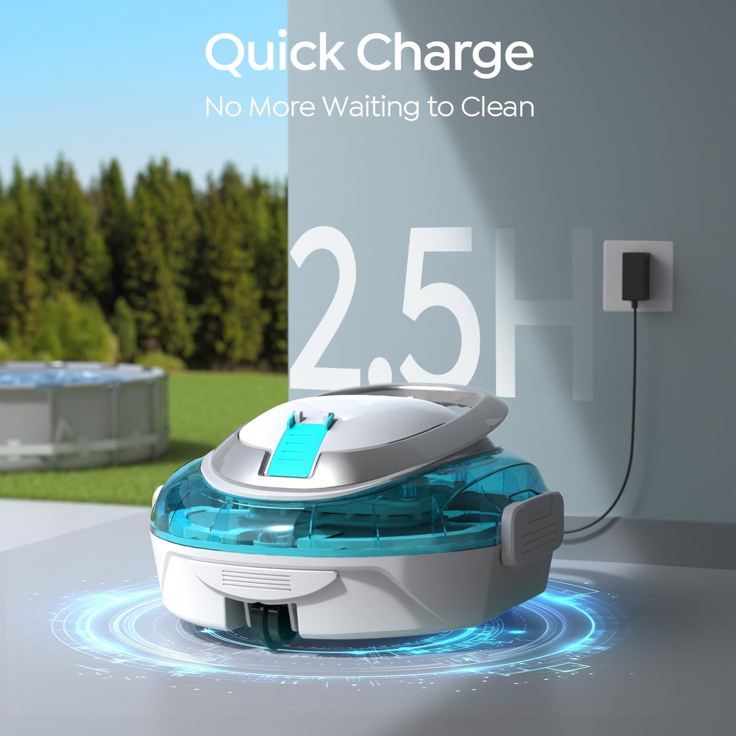 S2 Cordless Robotic Pool Cleaner for Above Ground Pools, Cordless Pool Vacuum, Dual-Layer Filtration, 90-Min Cleaning Cycle, Small-Medium Pool Coverage, Self-Parking (Sky Blue)