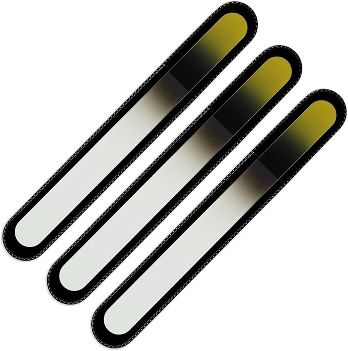 Mont Bleu Rainbow Crystal Nail File in Black Pouch - Large/Professional Size - Czech Tempered Glass - Handmade in Bohemia (Czech Republic)