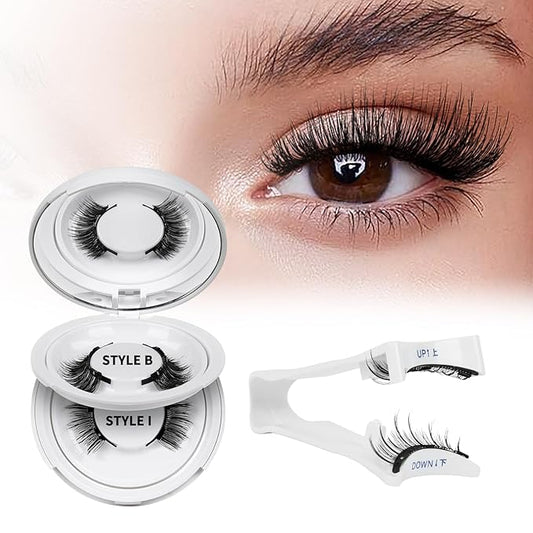 QUEWEL Reusable Magnetic Eyelashes 2 Pair Magnetic Eyelashes with Applicator No Glue Needed Eyelashes Natural Look Lash Clusters Kit Easy to Wear and Remove(B+I04)