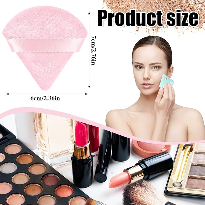 Pimoys 6 Pcs Powder Puffs, Face Soft Triangle Makeup Puff Makeup Sponge for Loose Powder