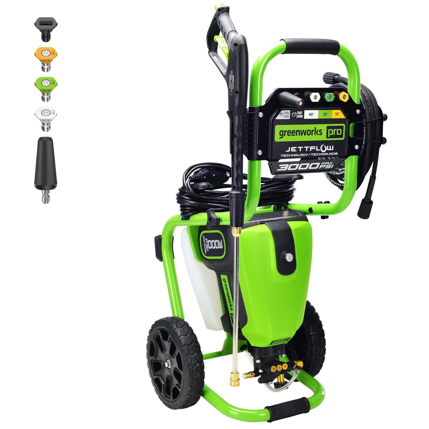 Greenworks Pro Brushless 3000 PSI (CSA Certified) 2.0 Max / 1.1 Electric Pressure Washer (Rugged Steel Frame, 25 Hose, 35 GFCI Power Cord)
