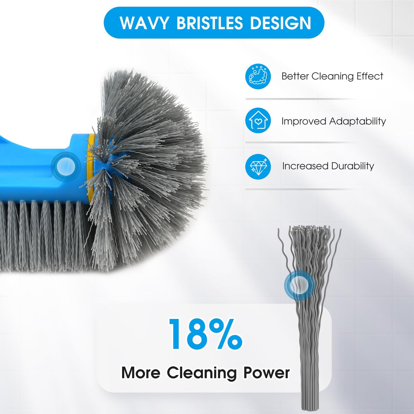 TidyMister 12.5'' Round End Pool Brush Head - Cleaning Wall & Tiles & Steps, Sturdy Nylon Bristles, Scrub Brush for Inground/Above Ground Pool, Spa, Hot Tub, No Pole