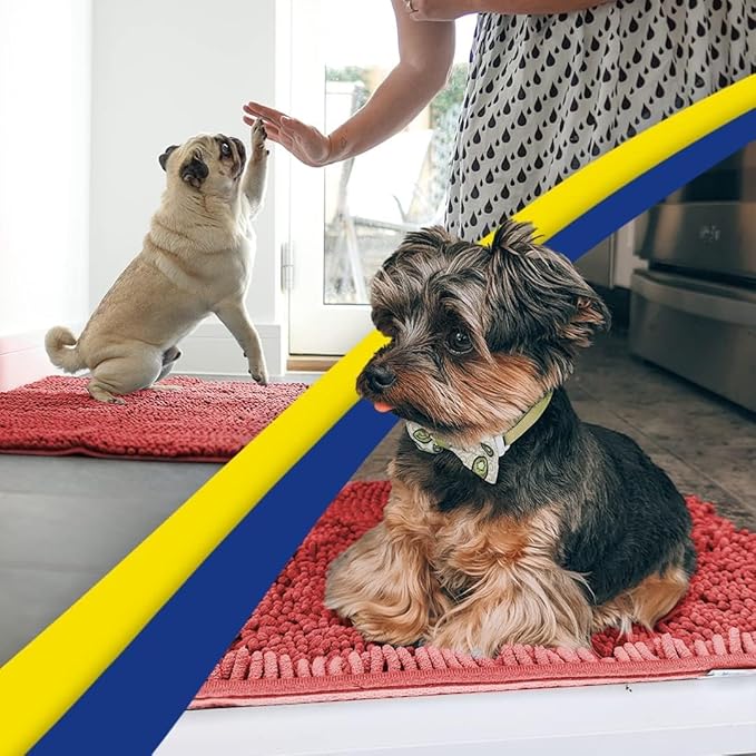 Muddy Mat® | Super Absorbent Door Mat Indoor, Microfiber Quick Dry Chenille Entryway Rug, Non-Slip Front Door Mat, Indoor Mats for Entryway, Machine Washable Pet Rug, Red 24" x 72"