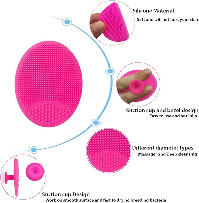 Face Scrubber,Soft Silicone Facial Cleansing Brush Wash Sponge Massage Pore Blackhead Removing Exfoliating Scrub for Sensitive Greasy Dry and All Kinds of Skin (4-Mixed Color)