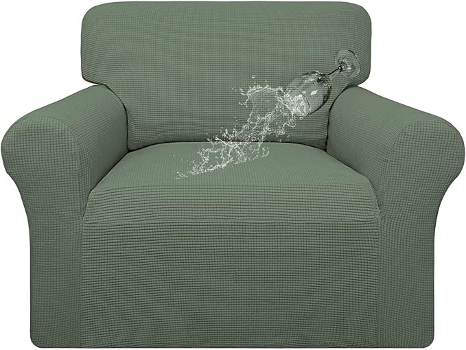 Easy-Going 100% Waterproof Oversized Chair Couch Cover, Dual Waterproof Sofa Cover, Stretch Jacquard Sofa Slipcover, Leakproof Furniture Protector for Kids, Pets, Grayish Green