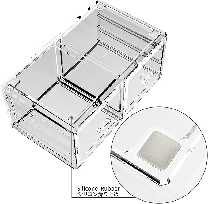 READAEER Makeup Organizer 3 Pieces Cosmetic Storage Case with 6 Drawers (Clear)
