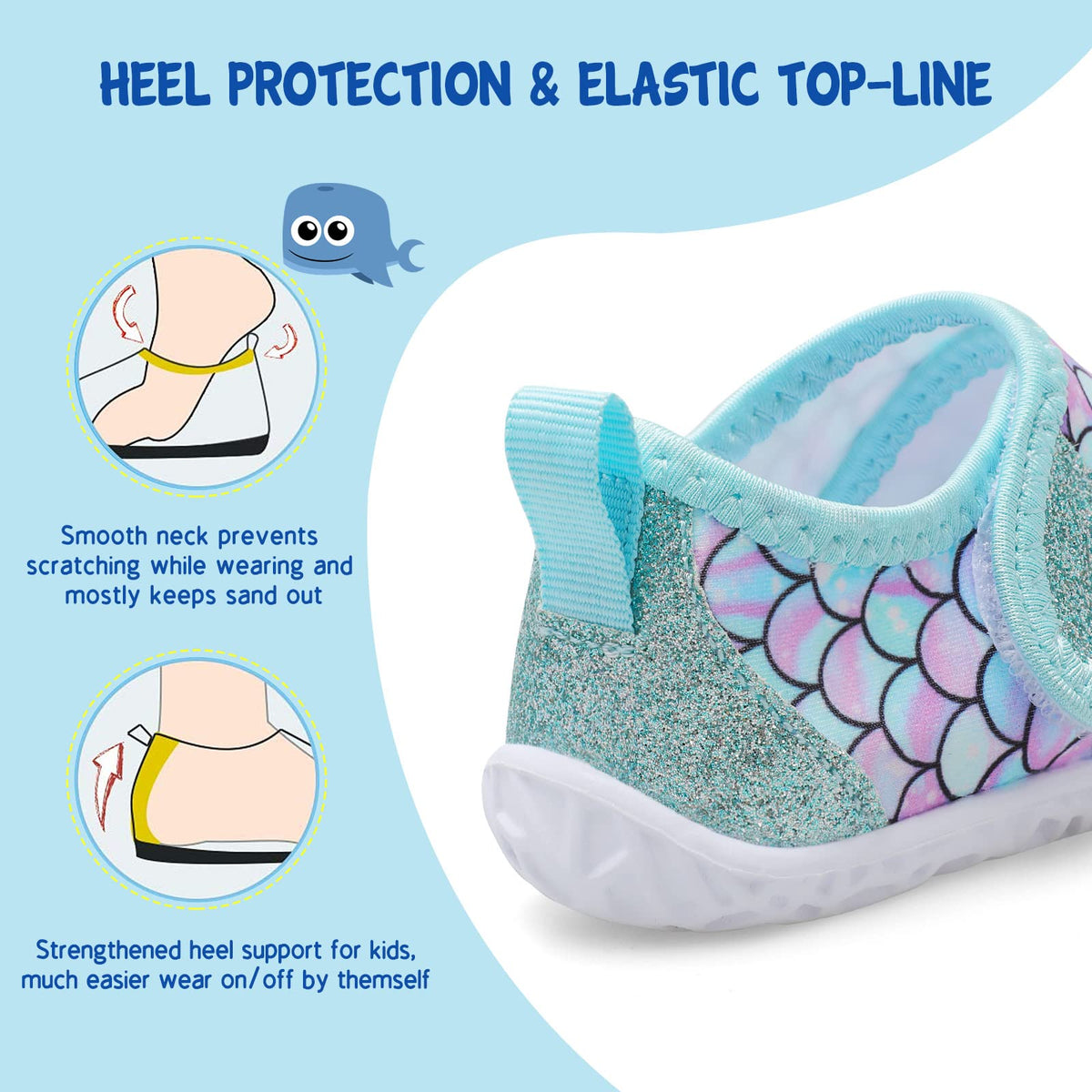 LeIsfIt Kids Water Shoes Toddler Girls Boys Swim Shoes Outdoor Quick-Dry Breathable Aqua Socks for Beach Pool Surf, Green Scale, 1 Big Kid