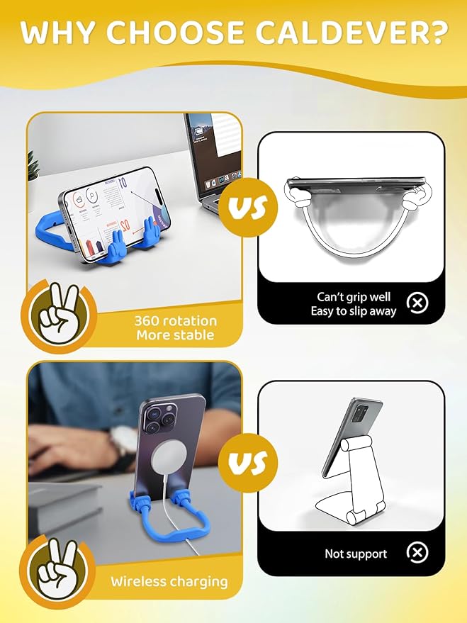 Easter Basket Stuffers Essentials for Teens Boys Girls: Cell Phone Stand Upgrade Adjustable Peace Sign Thumbs Lazy Cell Phone Holder for Desk Funny Easter Gifts for Adults Kids Men Women Teenagers