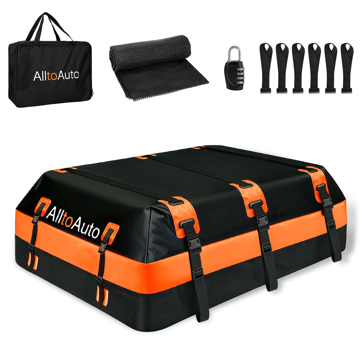 Car Rooftop top Cargo Carrier 21 Cubic feet 100% Waterproof Heavy Duty PVC for All Cars with/Without Rack, Includes Anti-Slip Mat, 10 Reinforced Straps, 6 Door Hooks, Luggage Lock