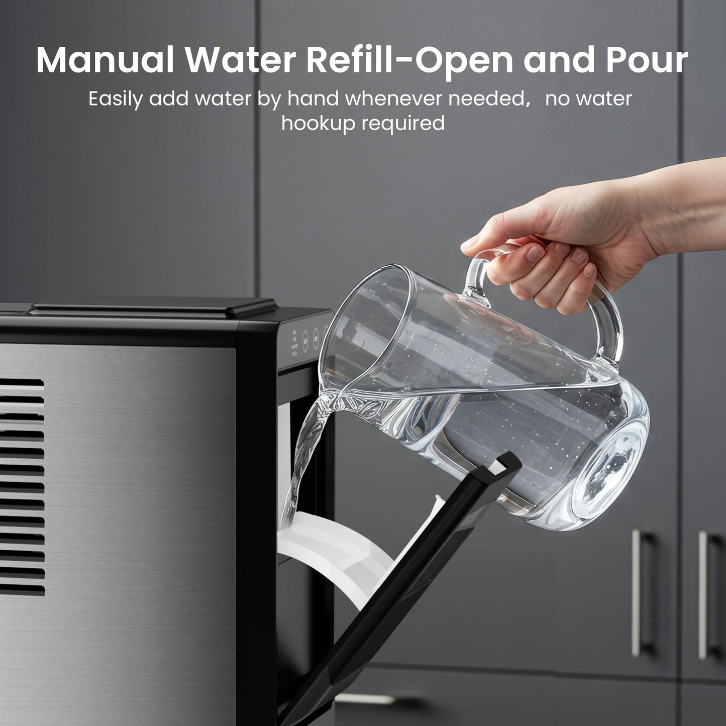 Kismile Ice Makers Countertop,26lbs in 24Hrs, Portable Ice Maker Machine with Self-Cleaning Function,Selectable Ice Size & Internal Lighting Desigh for Home/Kitchen/Bar