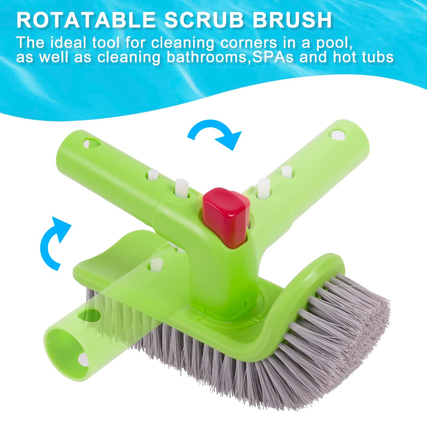 Sepetrel Deluxe Swimming Pool Cleaning Kit Including Rubber Edge Skimmer Net,17.5" Pool Brush Head & Hand Scrub Brush(NO Pole)