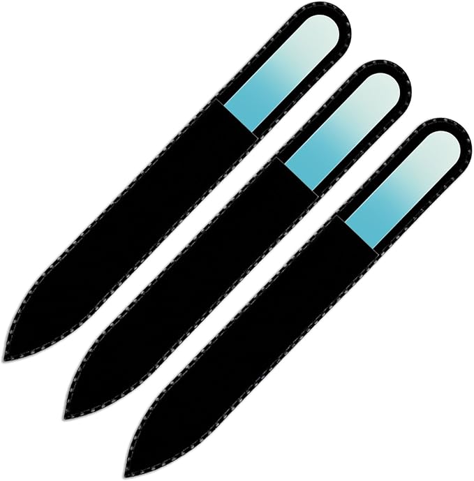 Mont Bleu Rainbow Glass Nail File - Czech Tempered Glass - Handmade in Bohemia-Czech Republic - Black Pouch - Manicure Nail Care