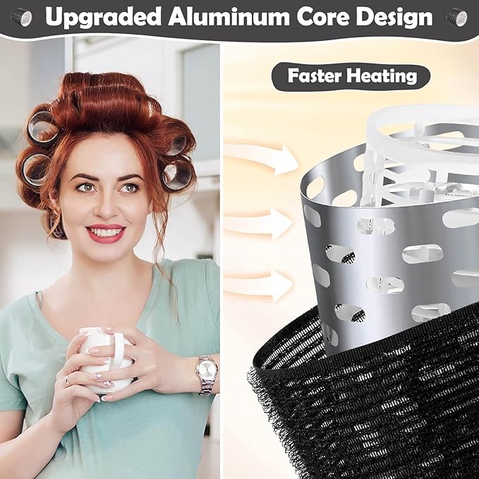 Thermal Rollers for Hair, 24PCS Jumbo Rollers Hair Curlers with Clips, Large Roller with 63mm 48mm 36mm Self Grip Thermal Hair Roller for Long Medium Short Hairs Volume