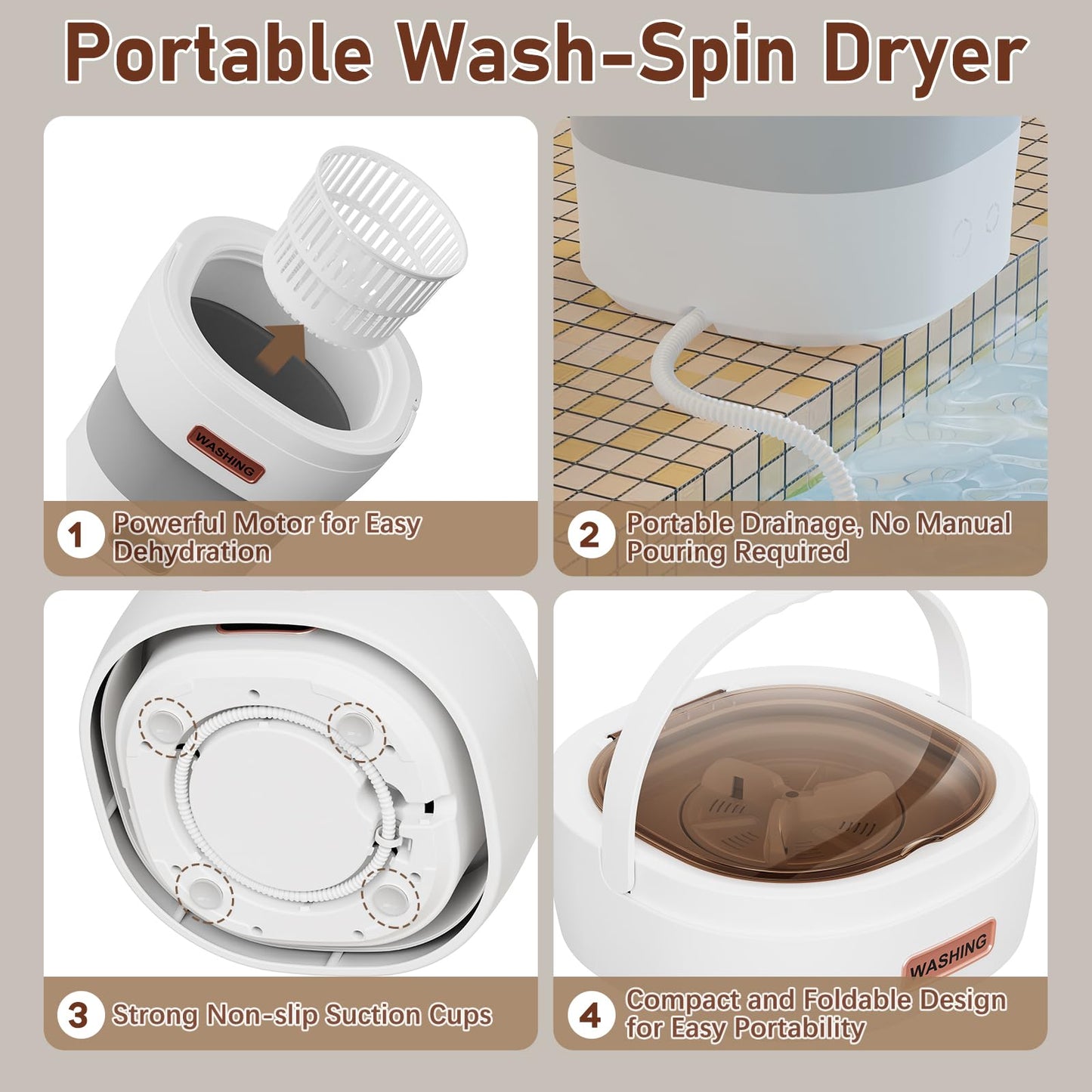 Underwear Washer, Portable Mini Washing Machine Rechargeable Cordless Deep Cleans Small Laundry for Bra, Underwear, Socks, Travel, Apartment, Dorm, RV, Hotel Use 1.4L(White)