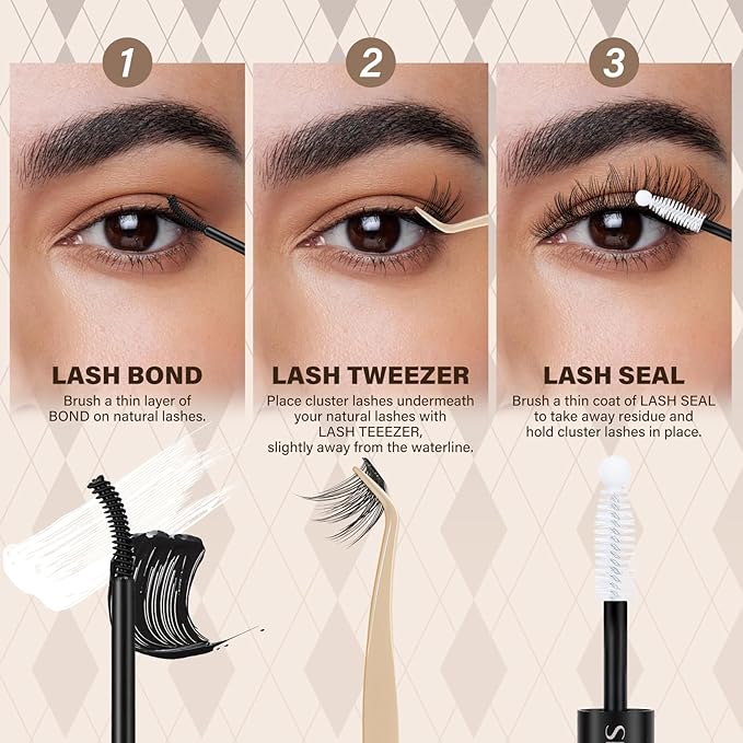 JMS&JMS DIY Lash Clusters Kit Fluffy Lash Extension Kit D Curl Eyelash Kit with Lash Bond and Seal, Lash Remover, Lash Tweezers at Home(JMS03-8-18mix)