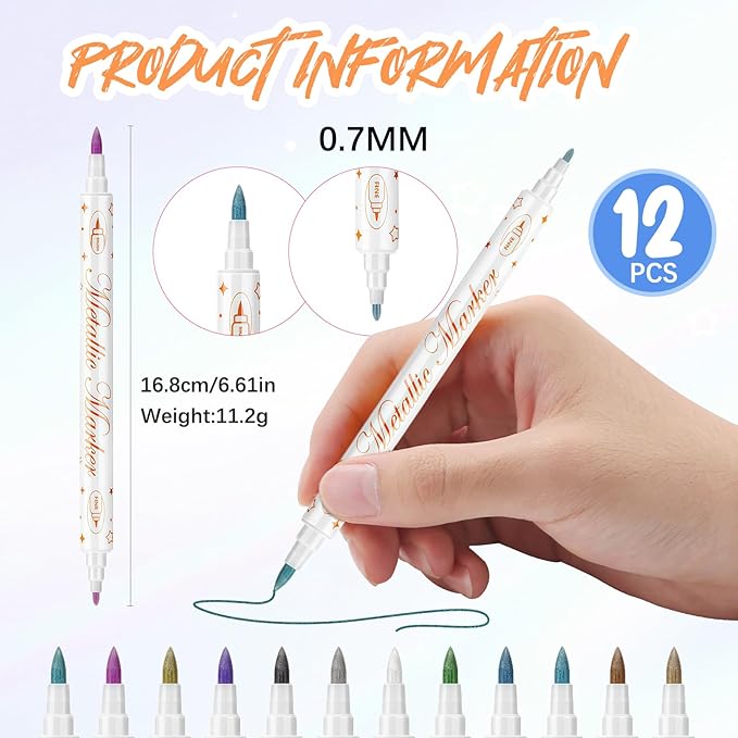 12 Color Nail Art Pens for Painting Nails, Double-ended Nail Polish Pens Drawing Point Liner Acrylic Painted Pen Kit, Waterproof Quick-drying for DIY Nails Art Design Manicure Tools