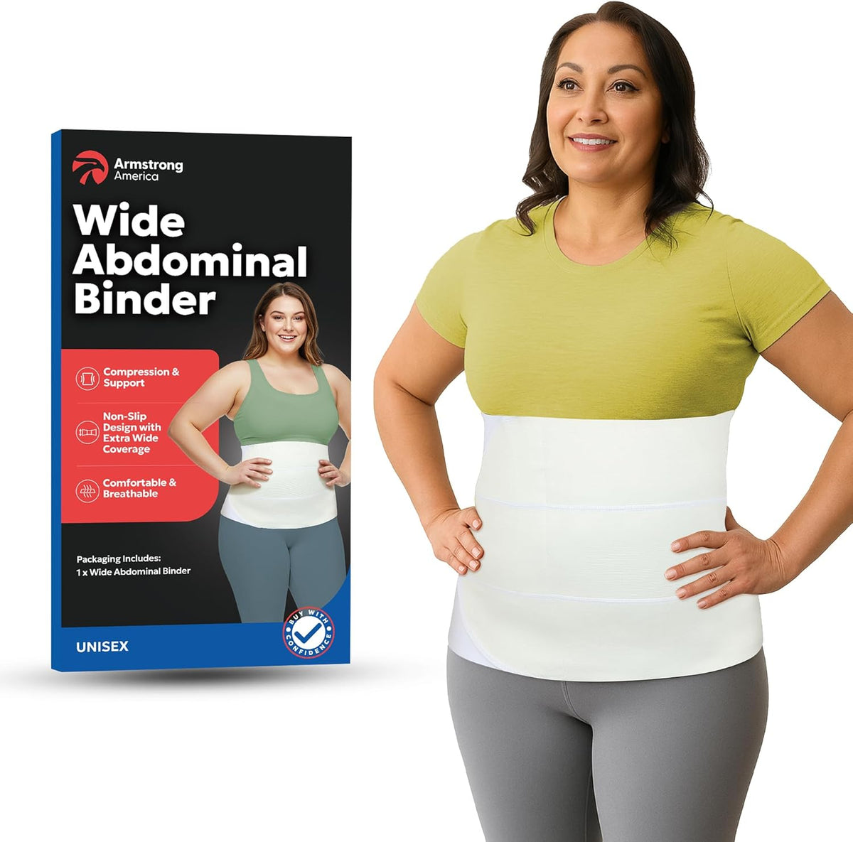 Abdominal Binder Post Surgery Tummy Tuck | Postpartum Belly Band Wrap | Post C Section Belly Binder | Stomach Compression Hernia Belt For Men or Women After Pregnancy, Hysterectomy Belly Band (L/XL)