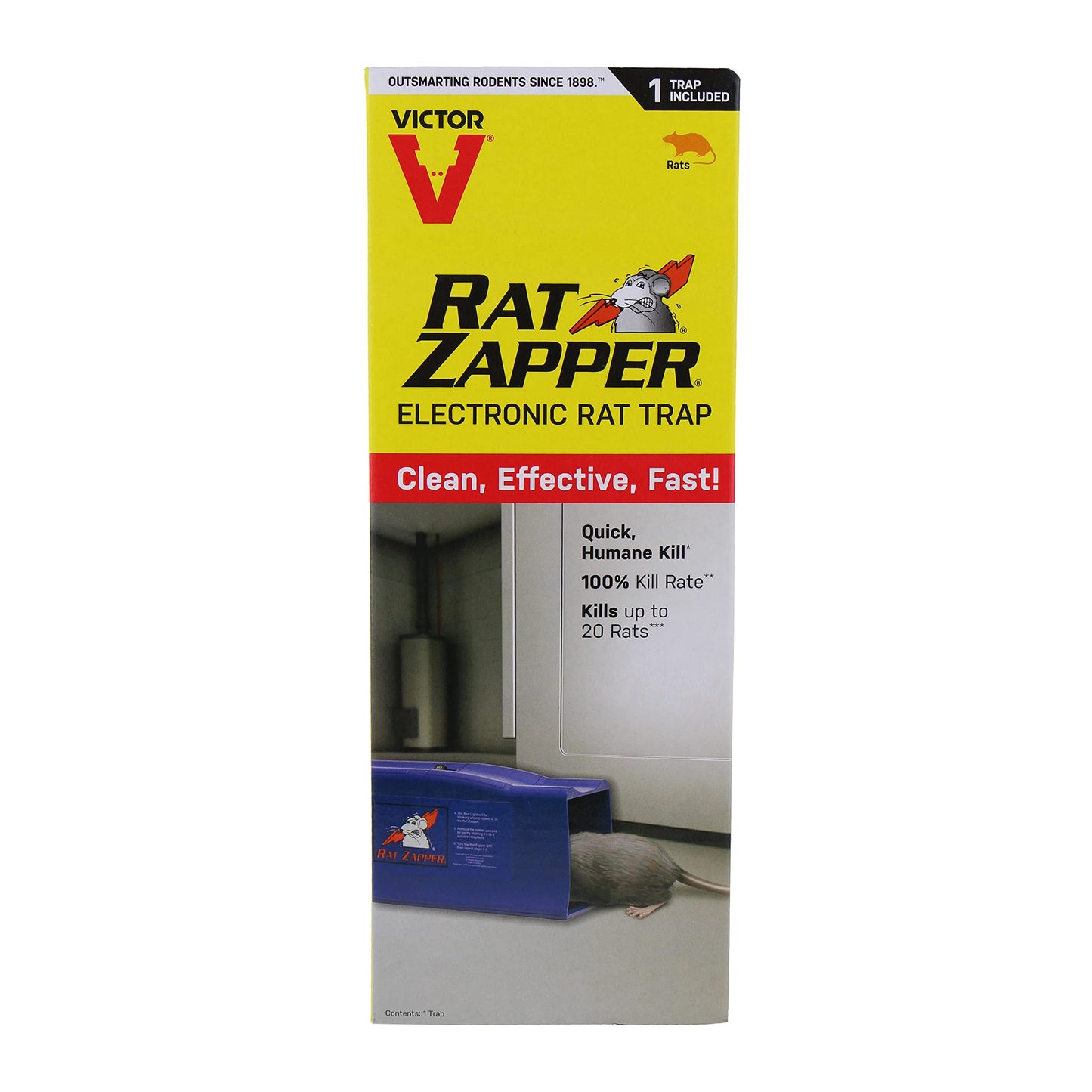 Victor Rat Zapper Classic Indoor Electronic Mouse and Rat Trap - 1 Electric Trap - RZC001-4 - Kill Up To 20 Rats - Easy to Use - LED Light Catch Alerts - Humanely Kill Mice and Rats - No See, No Touch