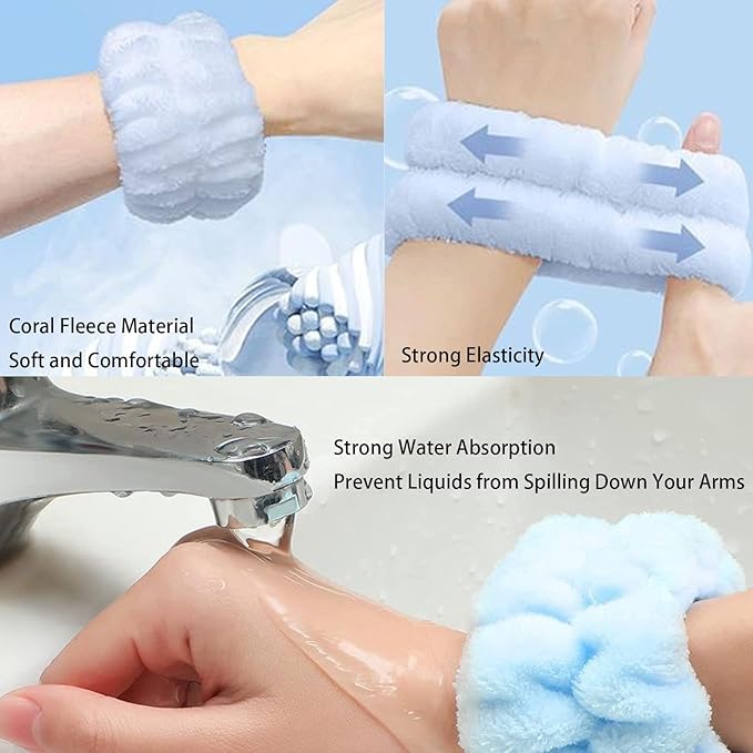 Spa Headbands for Washing Face Soft Puffy Bubble Headbands Wristband for Women Girls Makeup Skin Care Facial Beauty Shower Towel Hairband