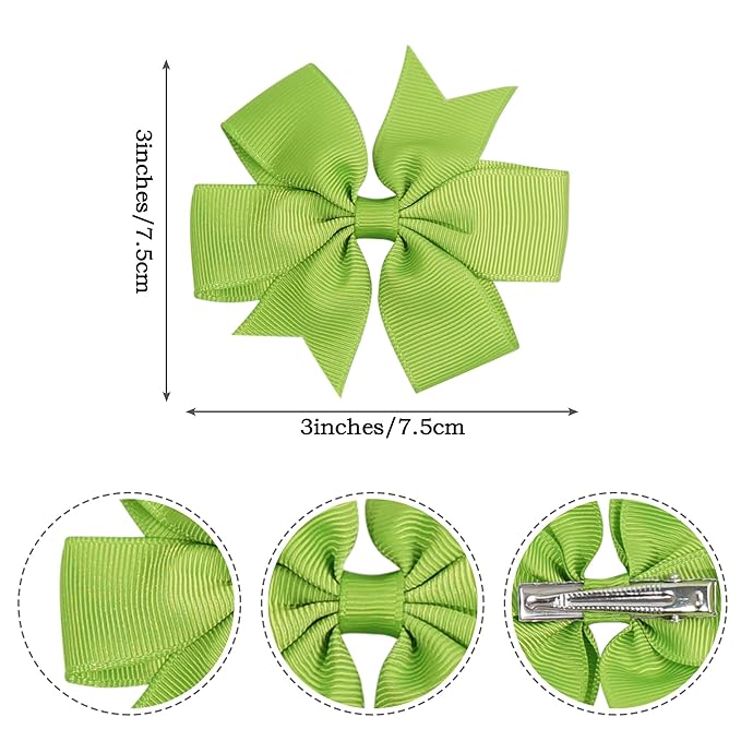 CÉLLOT 40Pcs 3 Inch Boutique Grosgrain Ribbon Pinwheel Hair Bows Alligator Clips For Girls Toddlers Accessories Teens Gifts In Pairs