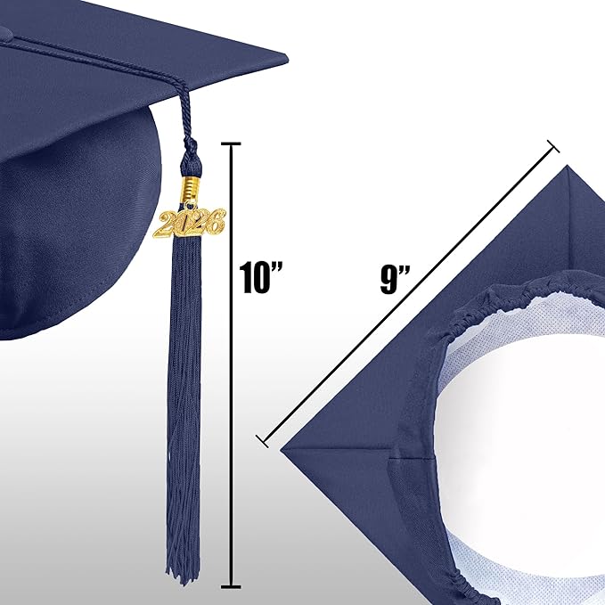 Graduation Cap with 2026 Tassel Year Charm Black Graduation Cap for High School & Bachelor