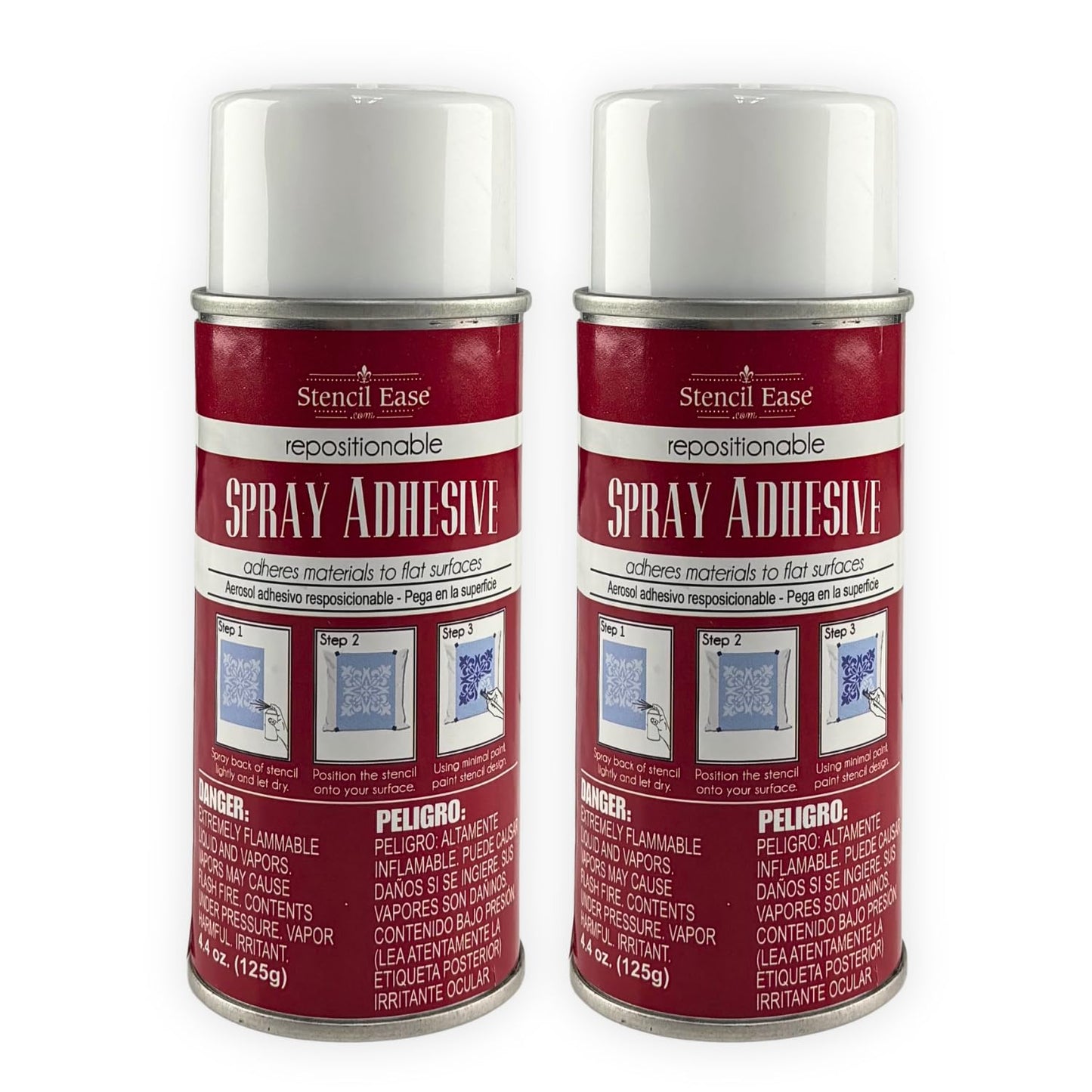 Stencil Ease Stencil Adhesive Spray – Repositionable, Low-Tack Temporary Hold for Stencils & Templates, Clean Removal on Walls, Wood, Glass, Paper & Crafts (2 Pack, 4.4oz)