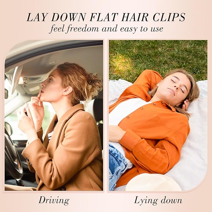 Obeoby 8 Pcs Flat Claw Clips for Women, Strong Hold French Flat Hair Clips for Thick Thin Hair Barrettes Accessories Round Large Medium (Tortoiseshell)