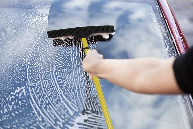 FURemover Original Pet Hair Rubber Broom with Squeegee, with 58" Telescopic Handle for Carpet, Tile and Hardwood