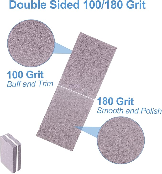 Nail Buffers (100 Pack), Mini Buffer Block Nail File for Acrylic Nails and Natural Nails, 100/180 Grit Nail Buffer Block Bulk Buffing Blocks for Nail Buff Professional Manicure File Blocks Set Gray