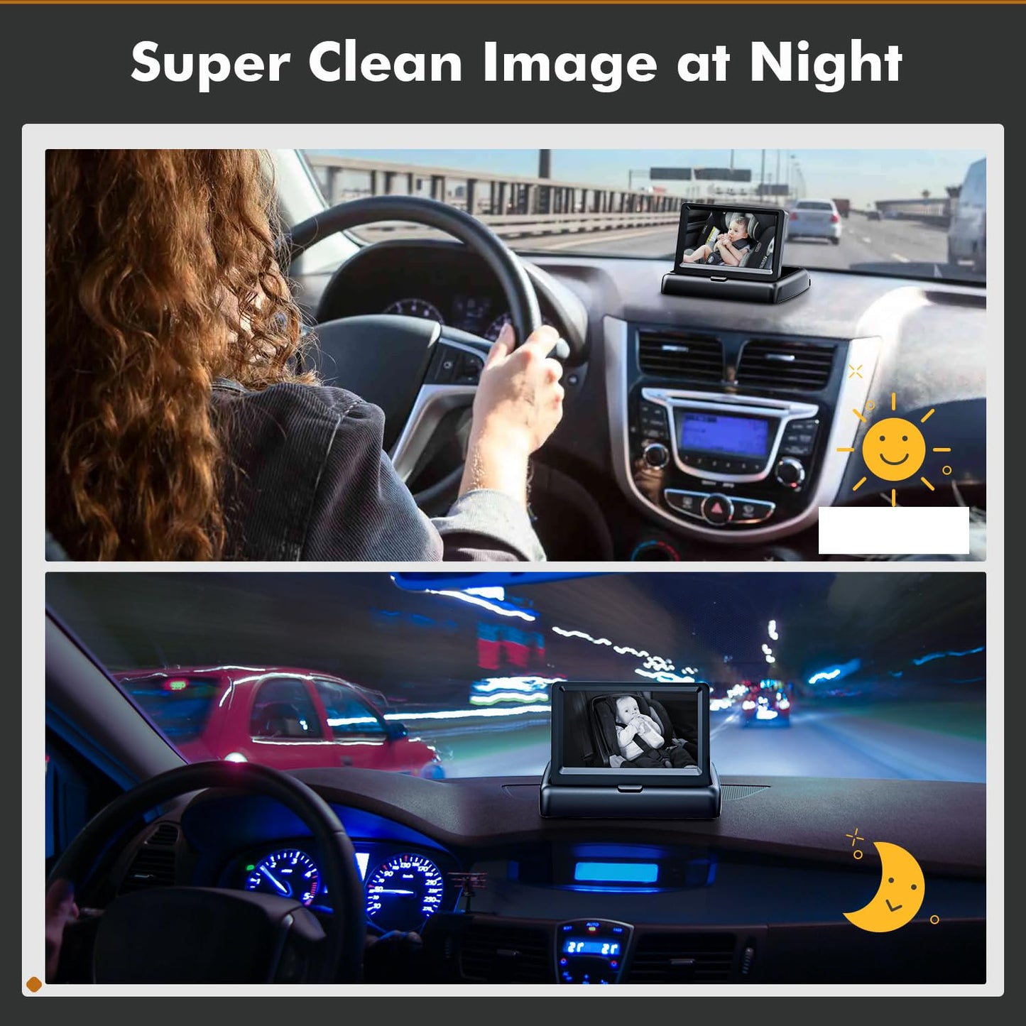 Itomoro Baby Car Mirror, View Infant in Rear Facing Seat with Wide Crystal Clear View,360° Rotation Plug and Play Easy Install baby car monitor 1080p with USB