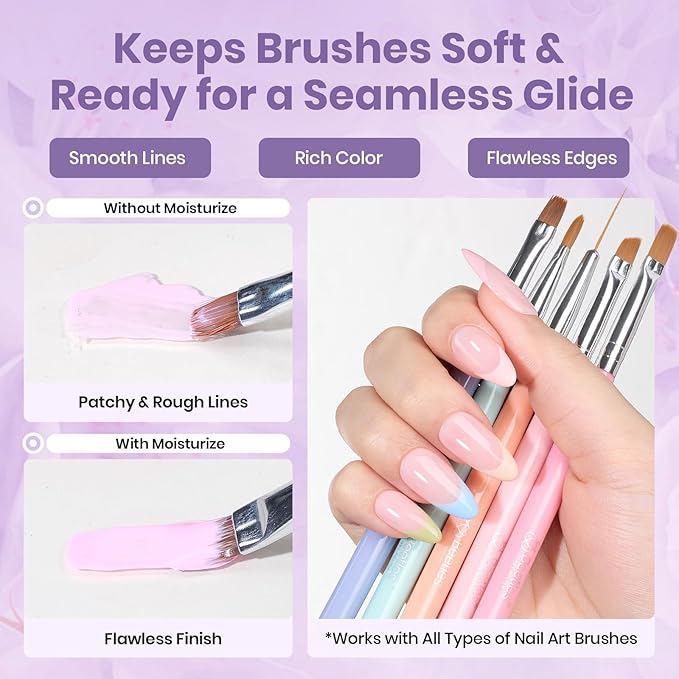 Beetles Nail Art Brushes Cleaner and Conditioner 85ml/2.87 Fl.Oz Nail Brush Restorer Quick Clean Break in Manicure Brush of Gel Polish, Nails Extension Gel, Dip Powder, Acrylic Builder DIY and Salon