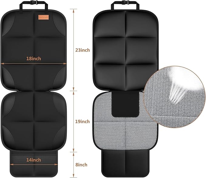 SMART ELF Car Seat Protector [1 Pack] Large Auto Protector for Child Seats with Thickest Padding and Non-Slip Backing Mesh Pockets for SUV, Sedan, Truck, Leather and Fabric - Black
