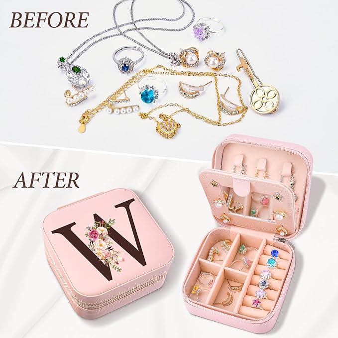 Christmas Stocking Stuffers for Women, Personalized Gifts Birthday Gift for Teen Girls, Travel Jewelry Case Box Organizer Mothers Day Mom Gifts for Daughter