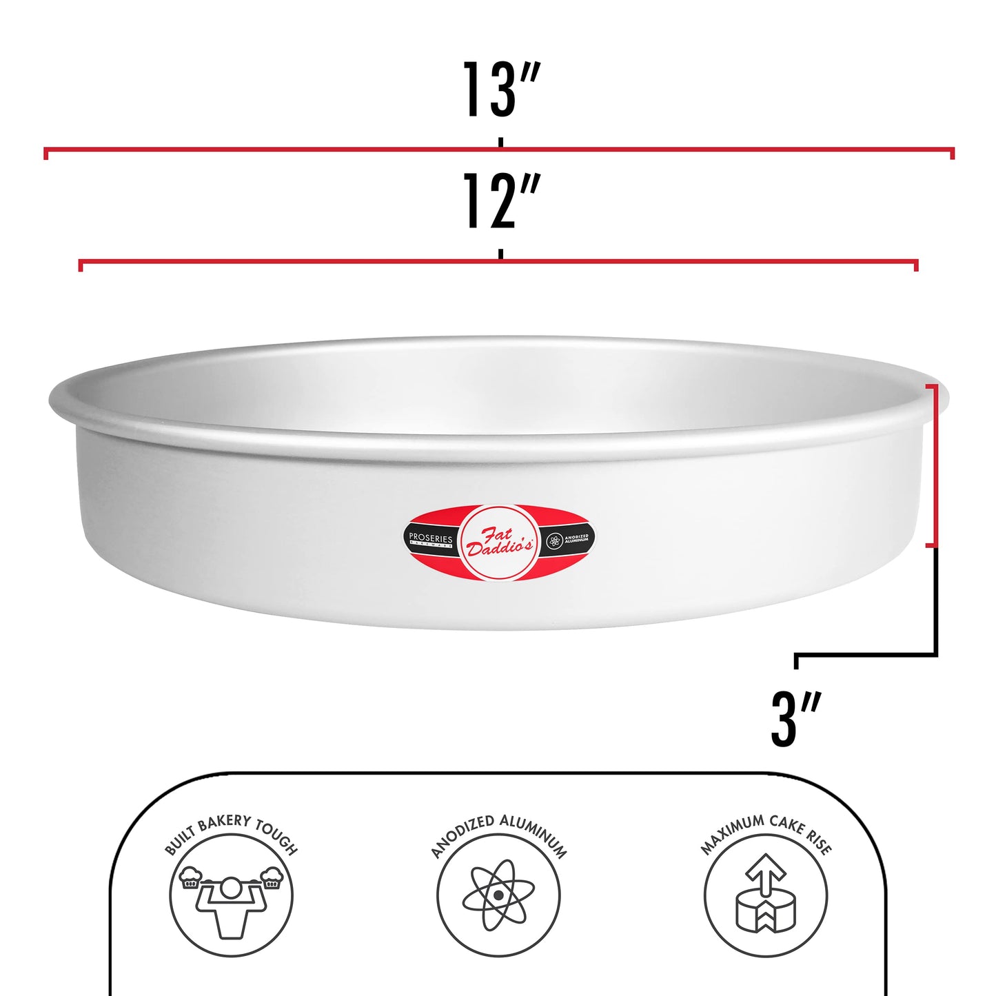 Fat Daddio's Anodized Aluminum Round Cake Pan, 12 x 3 Inch
