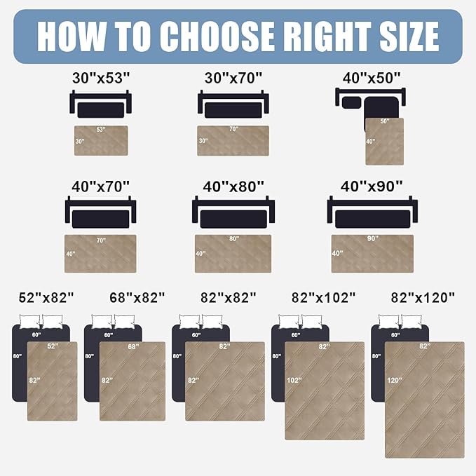 Smiry Waterproof Dog Bed Cover Blanket 40x70, Soft Reversible Pet Blanket, Washable Leakproof Cats Dogs Couch Cover for Sofa, Couch, Furniture, Taupe/Taupe
