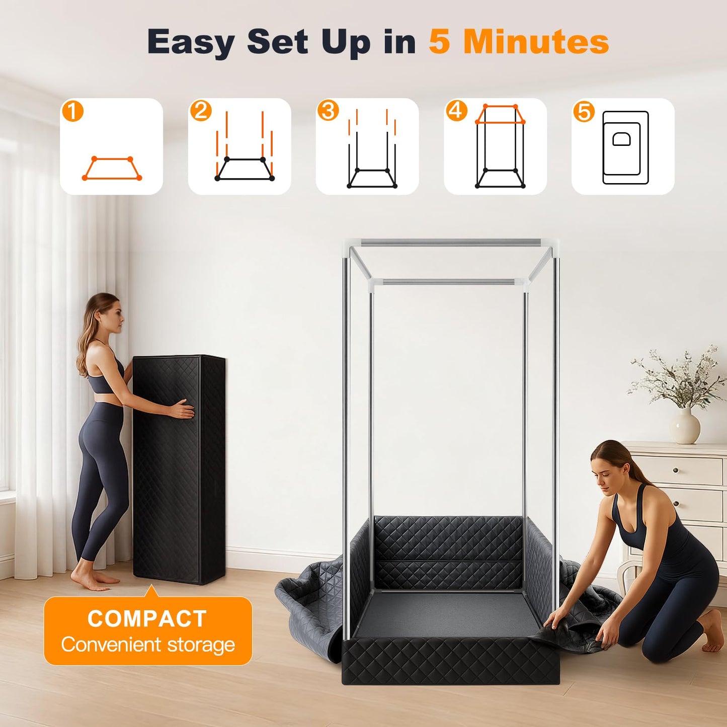 Home Sauna Portable with 660nm Red Light Therapy, Sauna Box for Detox & Muscle Recovery, Infrared Saunas for Home 1000W Rapid Heating, Remote Control & Foldable Chair 71”x 36”x 49”, 9 Timer Setting