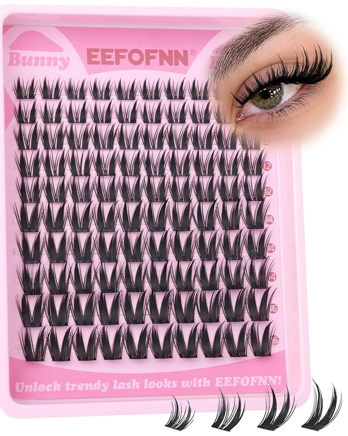 Lash Clusters Natural Eyelash Clusters Wispy Lashes Clusters C Curl Cluster Eyelash Extensions 8-14mm Lash Cluster Invisible Band Individual Lashes Bunny Cluster Lashes by Eefofnn