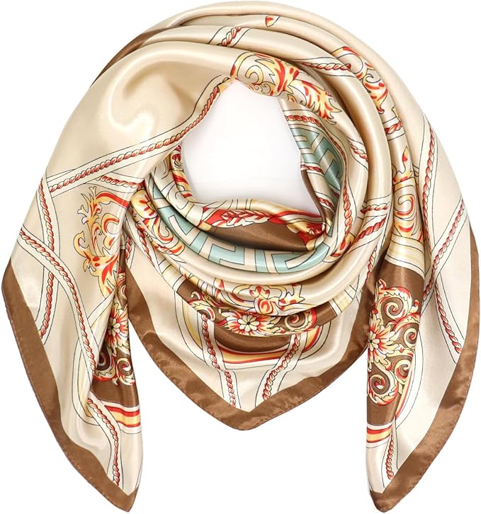 vimate 35" Square Silk Like Head Scarf - Women's Fashion Satin Scarf Bandana for Hair Wrapping at Night.